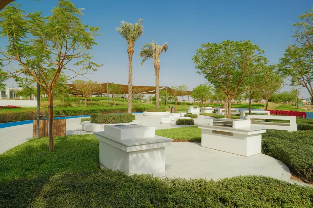 Family barbecue area in a park at The Valley